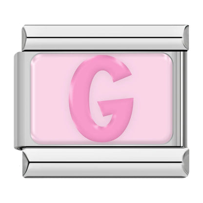 Pink Letter Charm Collection — 9mm Italian Bracelet