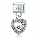 Charm pendentif Cœur Love et Pierres Argentées — photo du produit