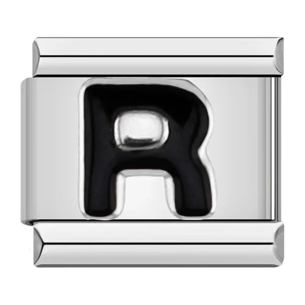 Black Letter Charm Collection — 9mm Italian Bracelet