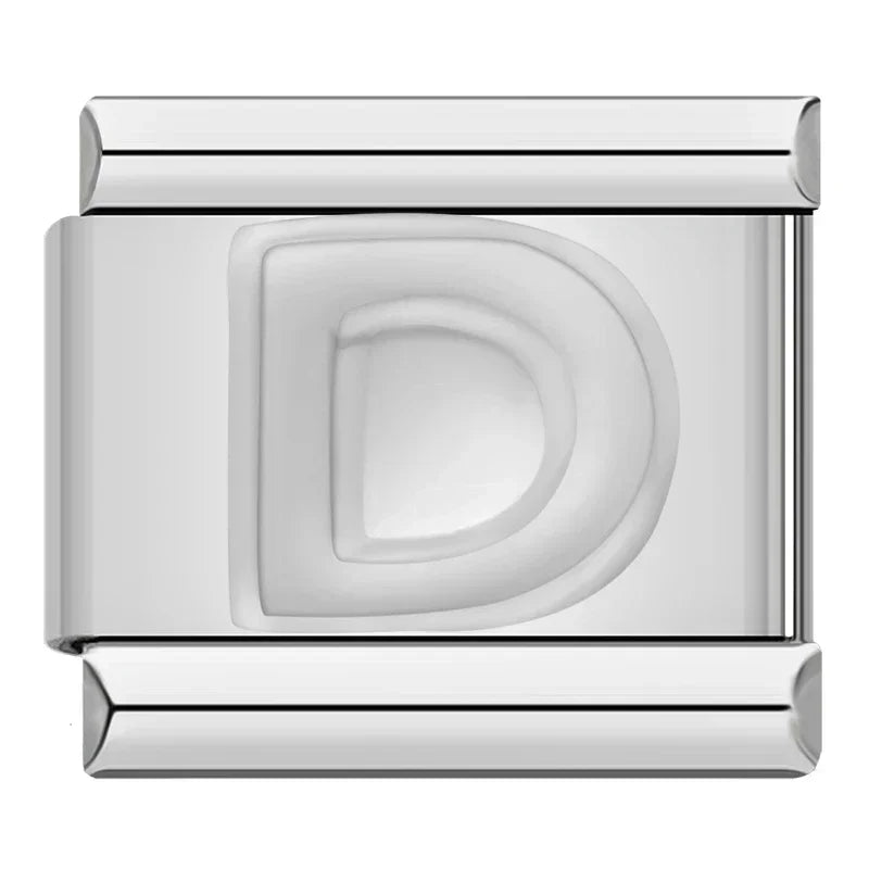 Silver Italic Letter Charm Collection — 9mm Italian Bracelet