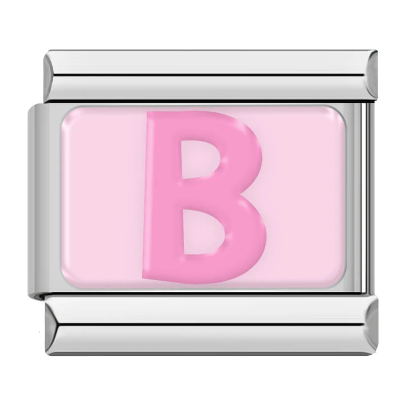 Pink Letter Charm Collection — 9mm Italian Bracelet