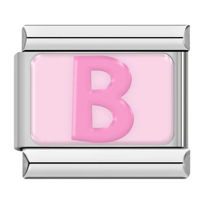 Pink Letter Charm Collection — 9mm Italian Bracelet