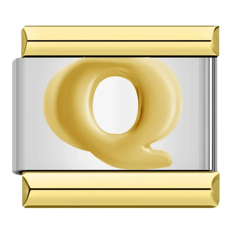 Gold Letter Charm Collection — 9mm Italian Bracelet