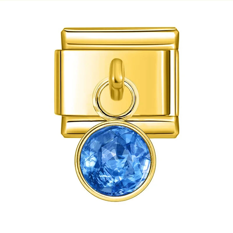 Gold Birthstone Charm Collection — 9mm Italian Bracelet