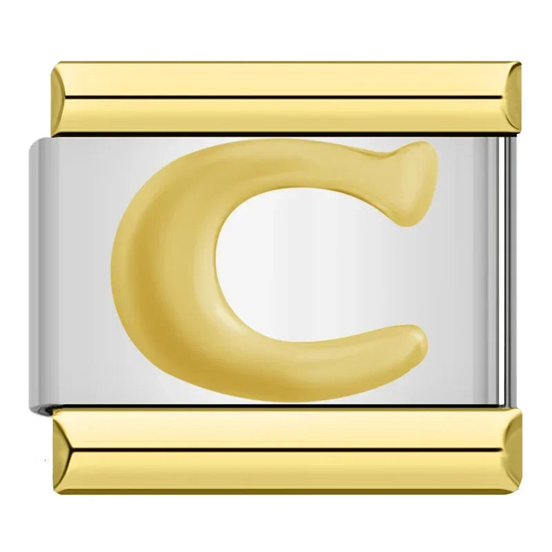 Gold Letter Charm Collection — 9mm Italian Bracelet