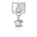 Charm pendentif Petite Tortue Argentée et Cristal — photo du produit