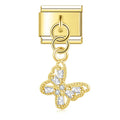 Charm pendentif Papillon Doré et Cristaux — photo du produit