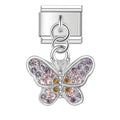 Charm pendentif Papillon Pavé de Pierres Roses — photo du produit
