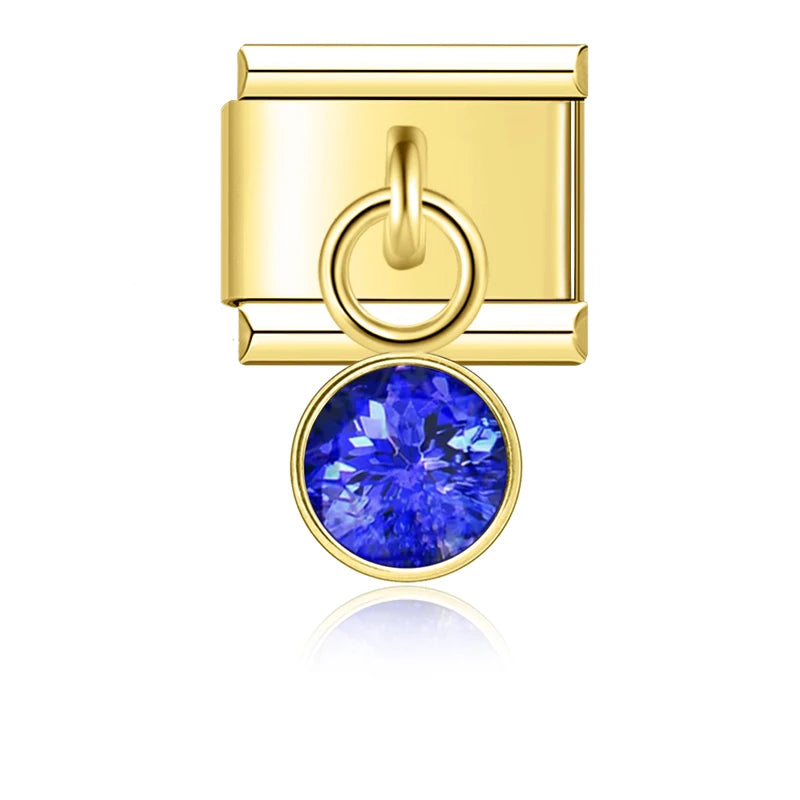 CZ Birthstone Charm Collection — 9mm Italian Bracelet