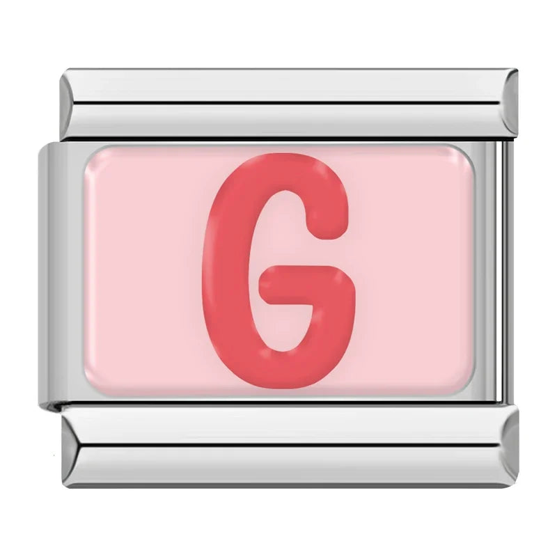 Red Colorful Letter Charm Collection — 9mm Italian Bracelet