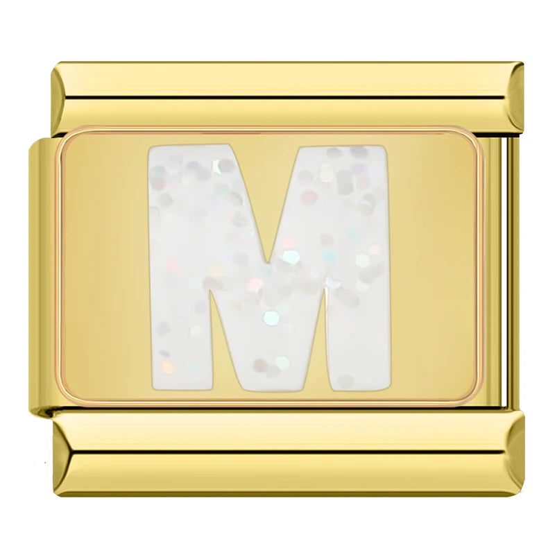 Gold Letter Charm Collection — 9mm Italian Bracelet