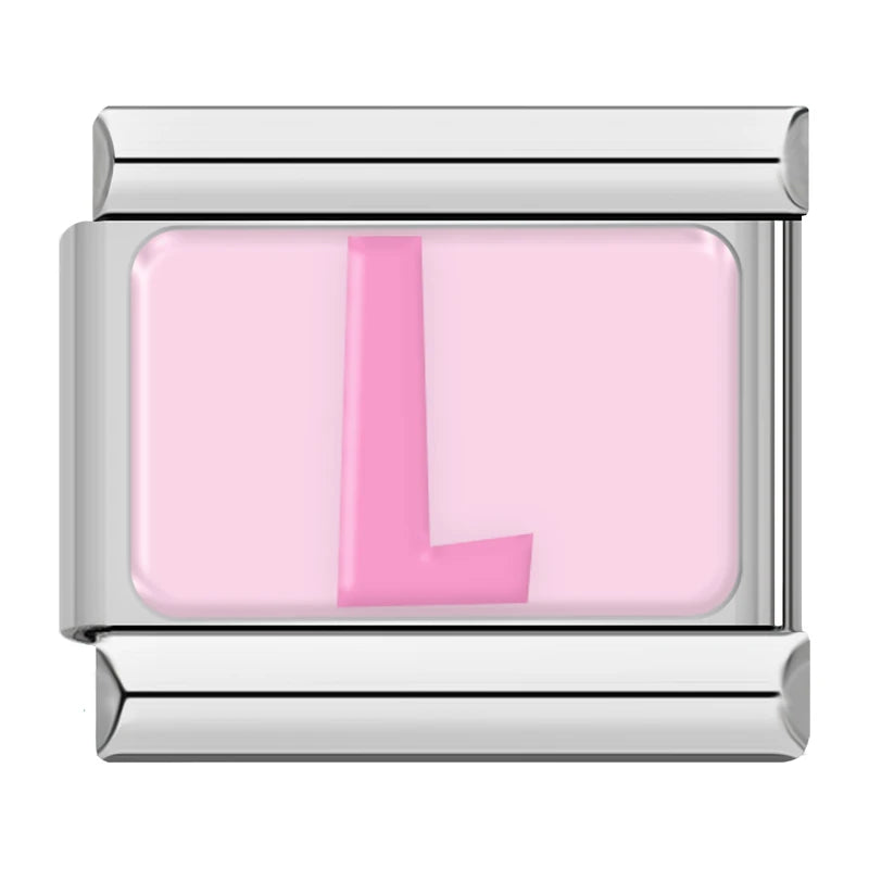 Pink Letter Charm Collection — 9mm Italian Bracelet