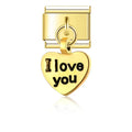 Charm pendentif Cœur Jaune Inscription Je t'aime — photo du produit