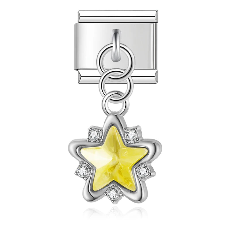 Crystal Star Dangle Charm — 9mm Italian Bracelet