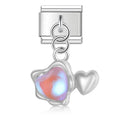 Charm pendentif Deux Cœurs et Pierre Opale Rose — photo du produit