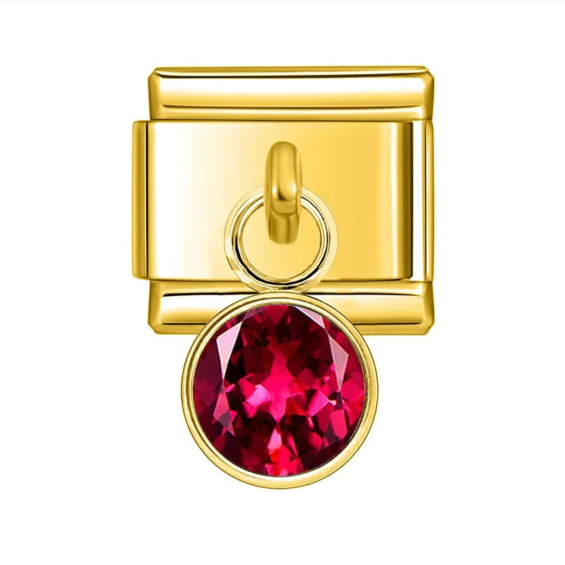 Gold Birthstone Charm Collection — 9mm Italian Bracelet