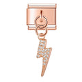 Charm pendentif Éclair Rose Doré Pavé — photo du produit