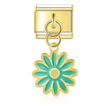 Charm pendentif Marguerite Turquoise et Dorée — photo du produit