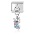 Charm pendentif Licorne Rose et Bleue Argenté — photo du produit