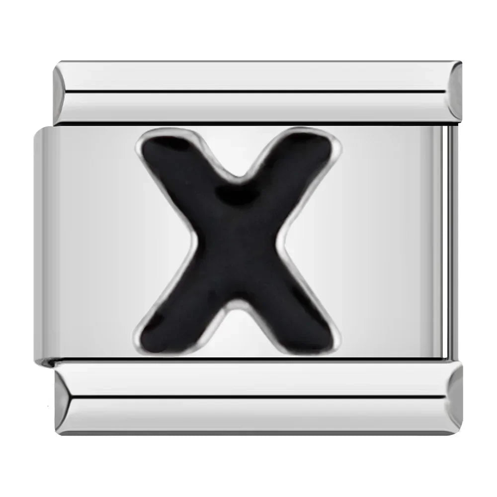 Black Letter Charm Collection — 9mm Italian Bracelet