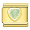 Charm Cœur Vert Clair et Cristal Doré — photo du produit