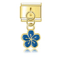 Charm pendentif Fleur Bleu Nuit Dorée — photo du produit
