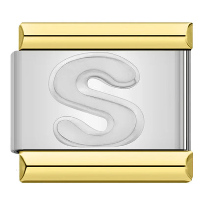 Letter Charm Collection Silver Gold — 9mm Italian Bracelet