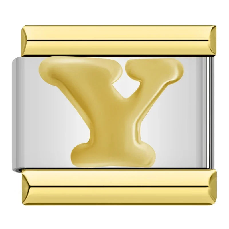 Gold Letter Charm Collection — 9mm Italian Bracelet