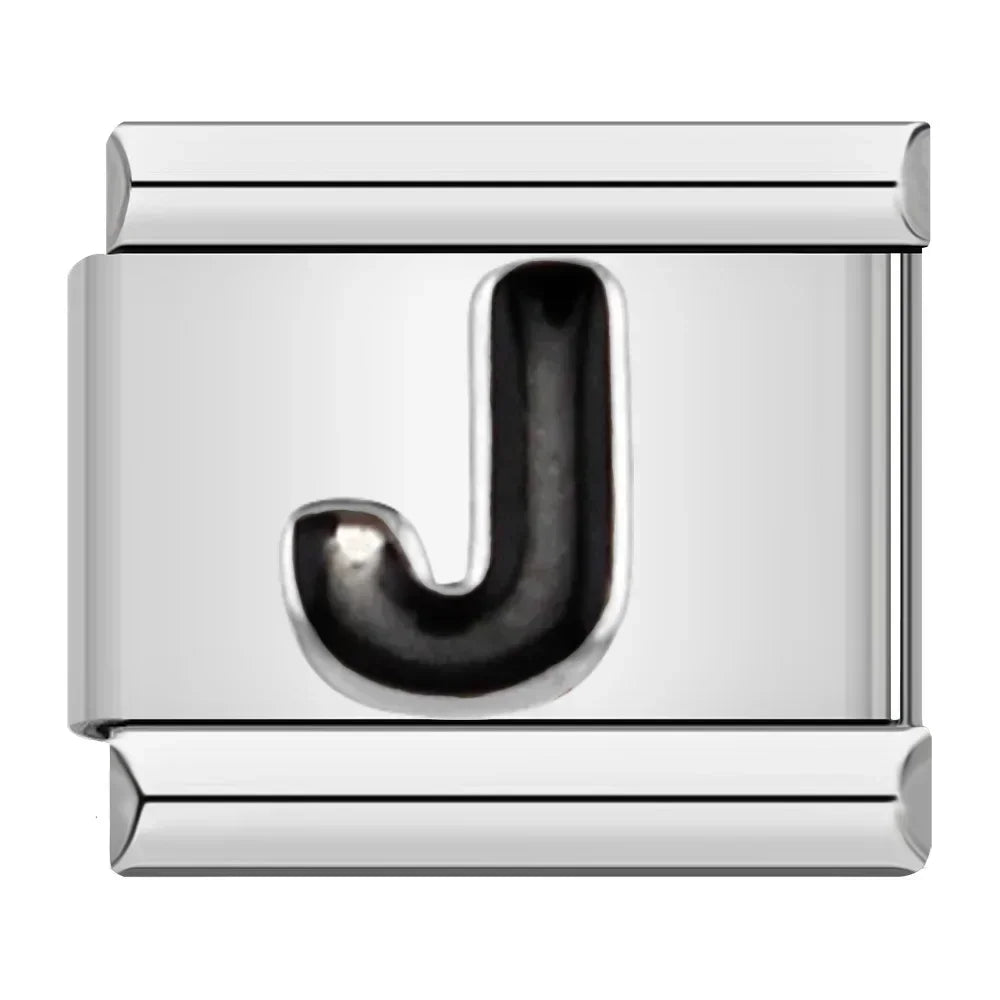 Black Letter Charm Collection — 9mm Italian Bracelet