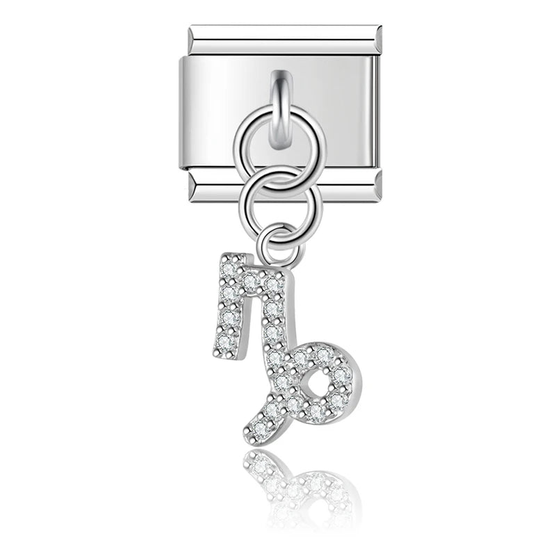 CZ Zodiac Dangle Charm Collection — 9mm Italian Bracelet
