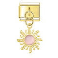 Charm pendentif Soleil Doré à Pierre Rose Pâle — photo du produit