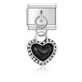 Charm pendentif Cœur Noir Cerclé de Cristaux — photo du produit