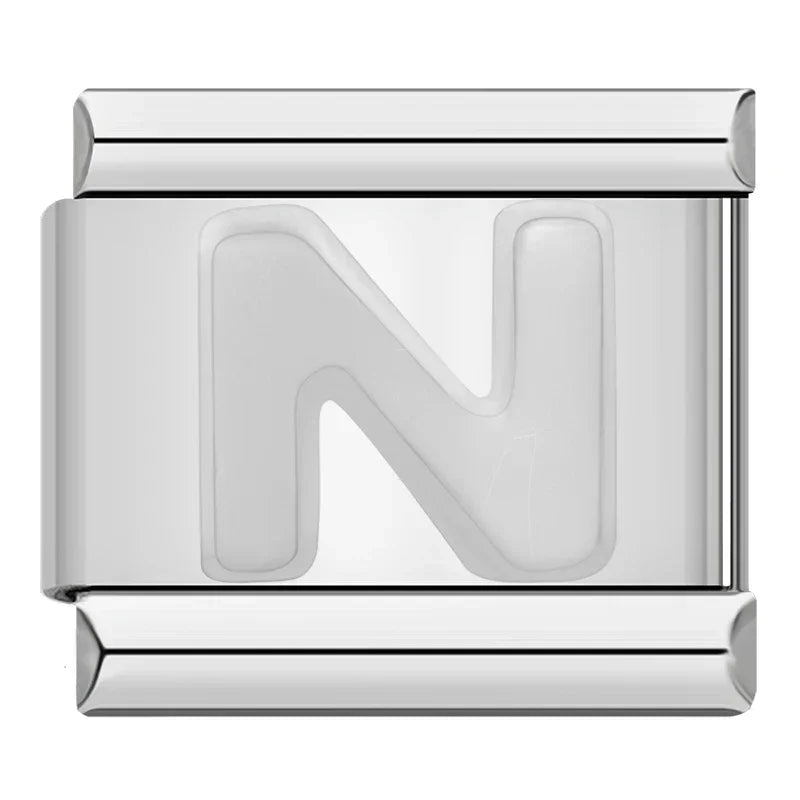 Silver Italic Letter Charm Collection — 9mm Italian Bracelet