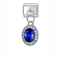 Charm pendentif Cristal Ovale Bleu Argenté — photo du produit