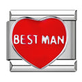 Charm Cœur Rouge Message Best Man Argenté — photo du produit