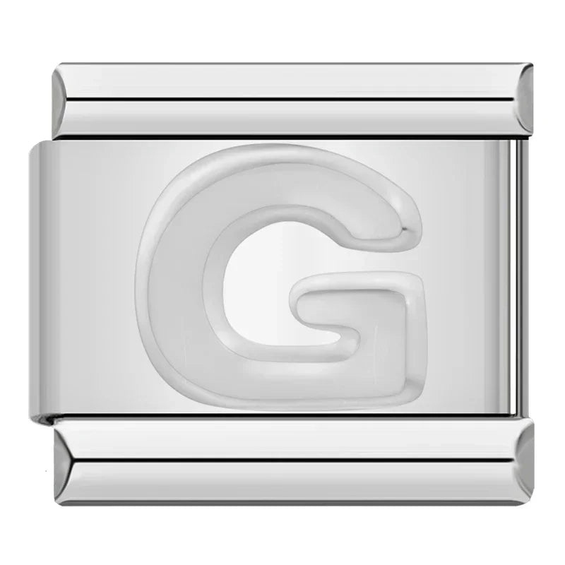 Silver Italic Letter Charm Collection — 9mm Italian Bracelet