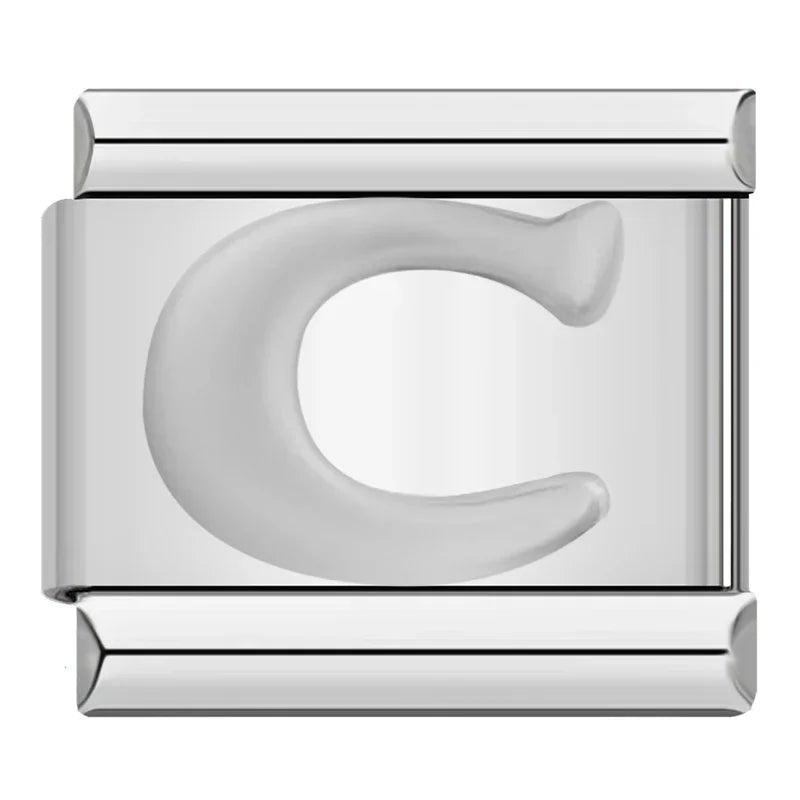 Silver Letter Charm Collection — 9mm Italian Bracelet