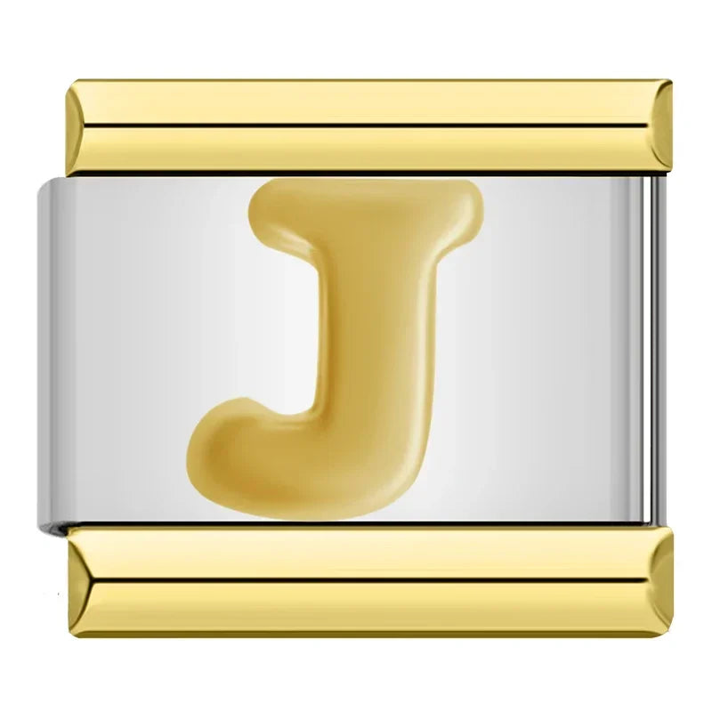 Gold Letter Charm Collection — 9mm Italian Bracelet