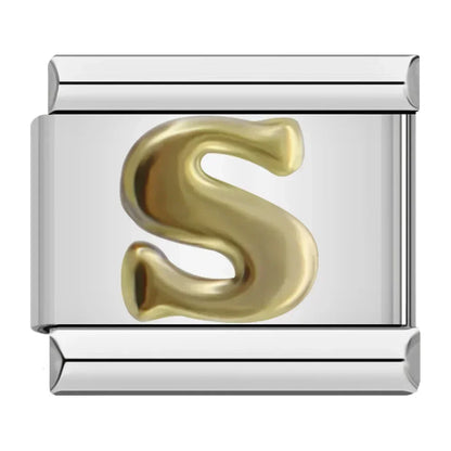Silver & Gold Letter Charm Collection — 9mm Italian Bracelet