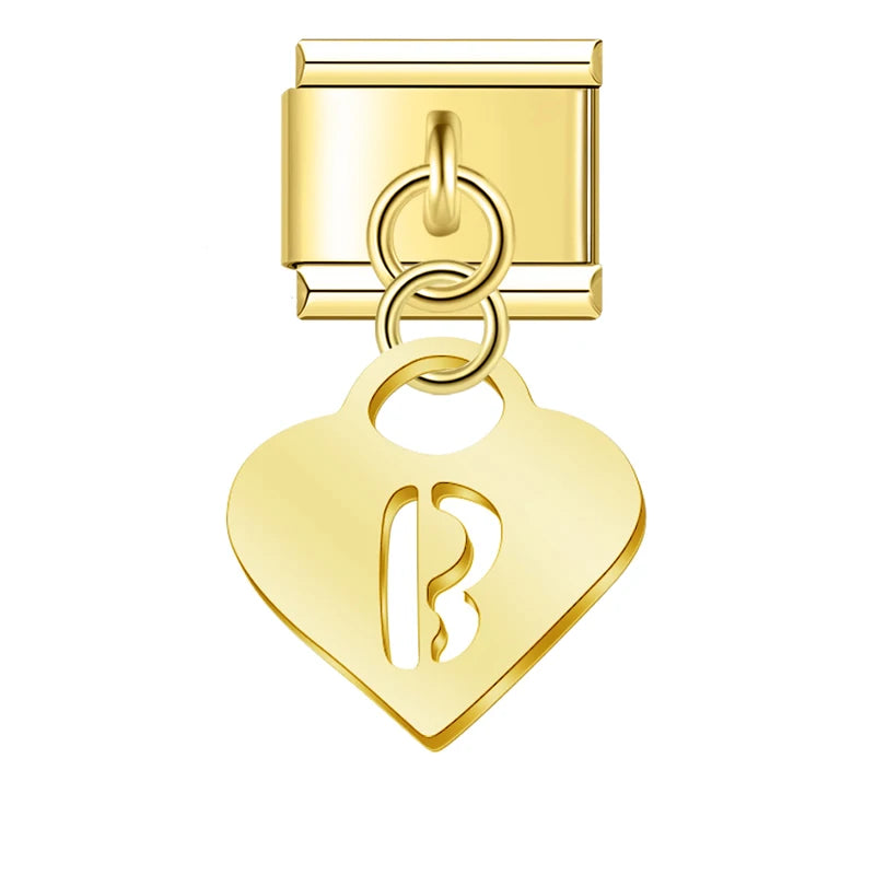 Heart Letter Charm Collection — 9mm Italian Bracelet