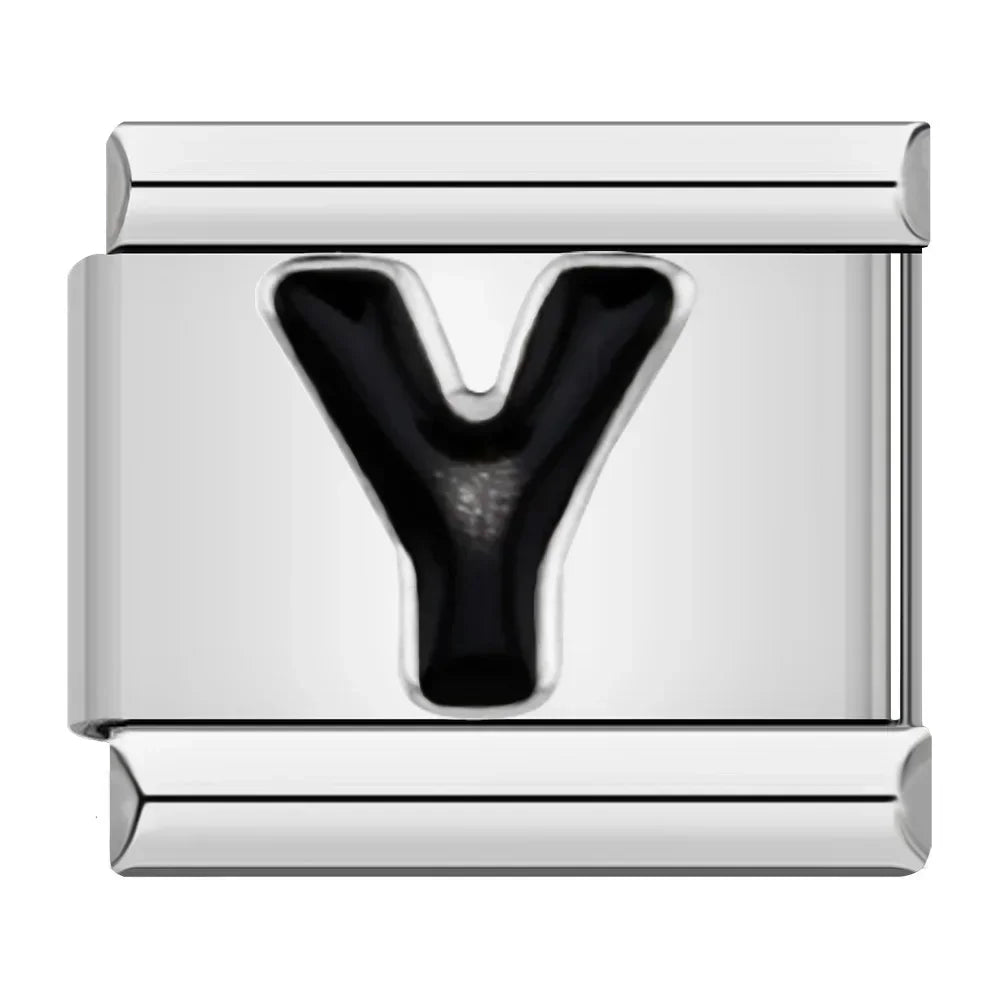 Black Letter Charm Collection — 9mm Italian Bracelet
