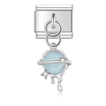 Charm pendentif Planète Bleue et Cristaux Argentés — photo du produit