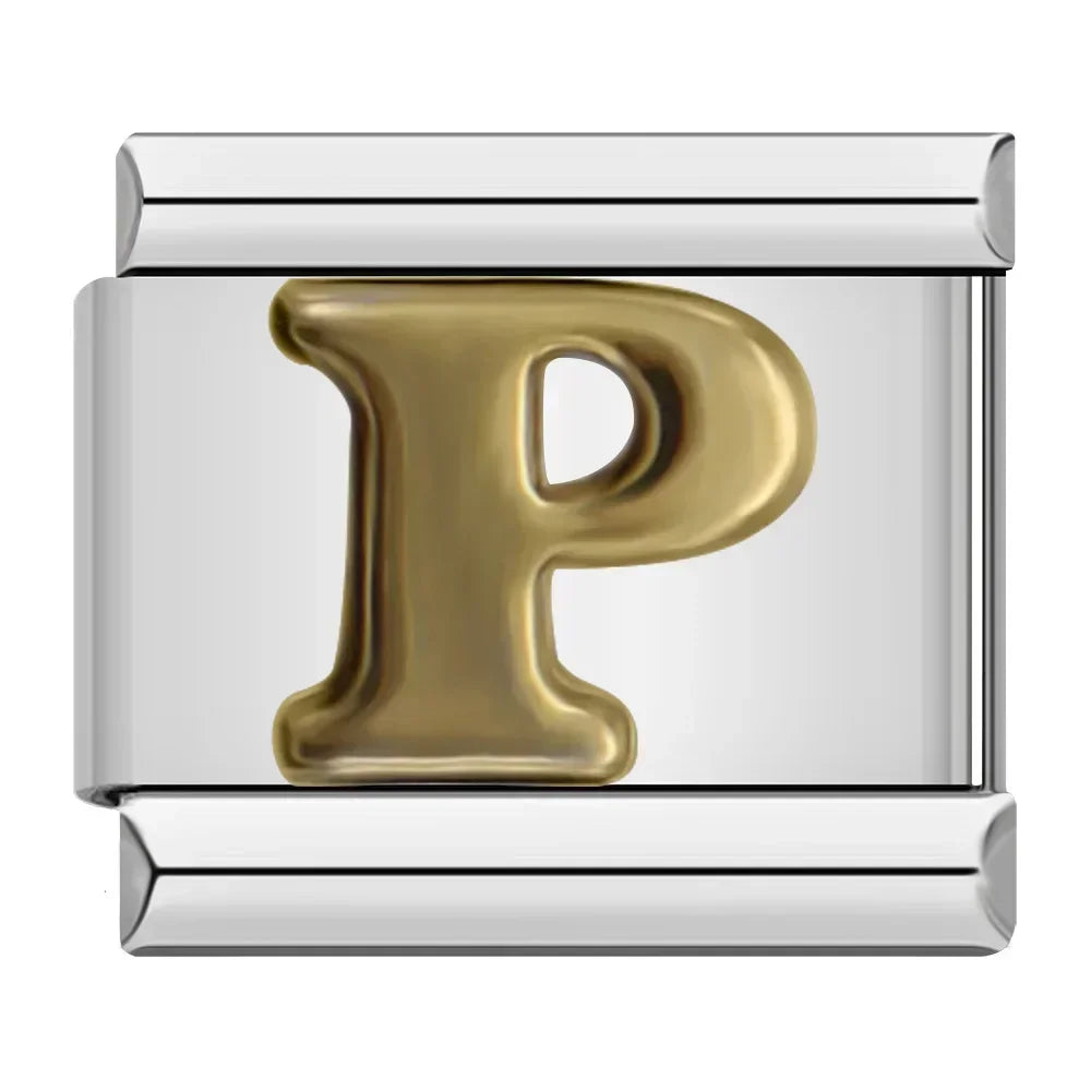 Silver & Gold Letter Charm Collection — 9mm Italian Bracelet