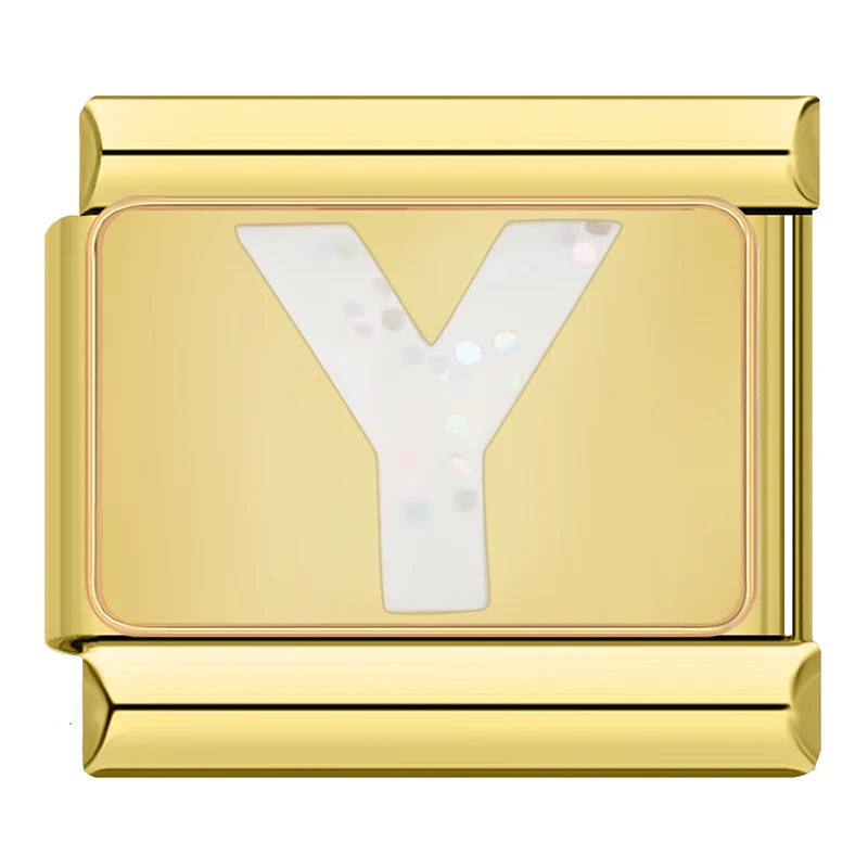 Gold Letter Charm Collection — 9mm Italian Bracelet