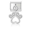 Charm pendentif Patte Argentée et Cœur Pavé — photo du produit