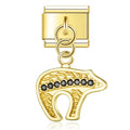 Charm pendentif Éléphant Doré Silhouette et Pierres Noires — photo du produit