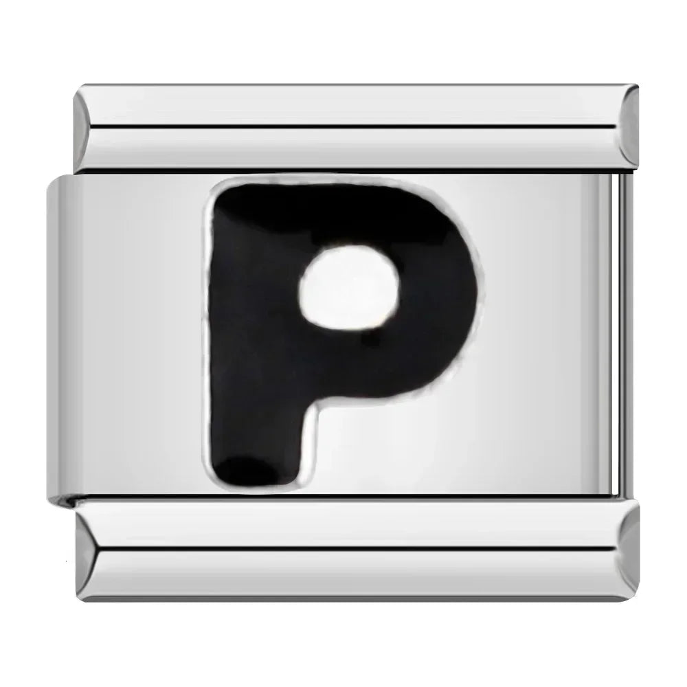 Black Letter Charm Collection — 9mm Italian Bracelet