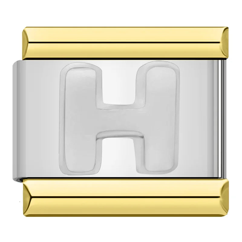 Letter Charm Collection Silver Gold — 9mm Italian Bracelet