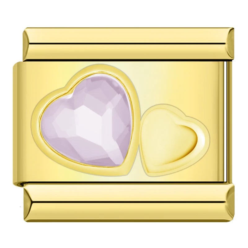 Rainbow Heart CZ Charm Collection — 9mm Italian Bracelet