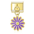 Charm pendentif Marguerite Mauve et Dorée — photo du produit